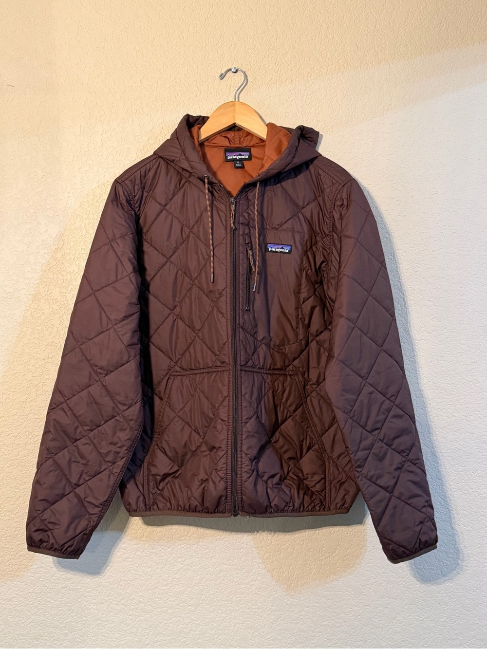 Men's Diamond Quilted Bomber Hoody in Moose Brown, sz MD (Style #27610)